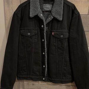 Levi's Men's Black Denim Sherpa Jacket